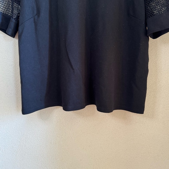 Forever 21 Plus Size Black Mesh Stripes Short Sleeve Crop Top US 1X 90s Grunge - Picture 4 of 6